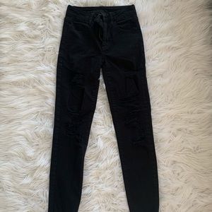 American Eagle distressed skinny black jeans